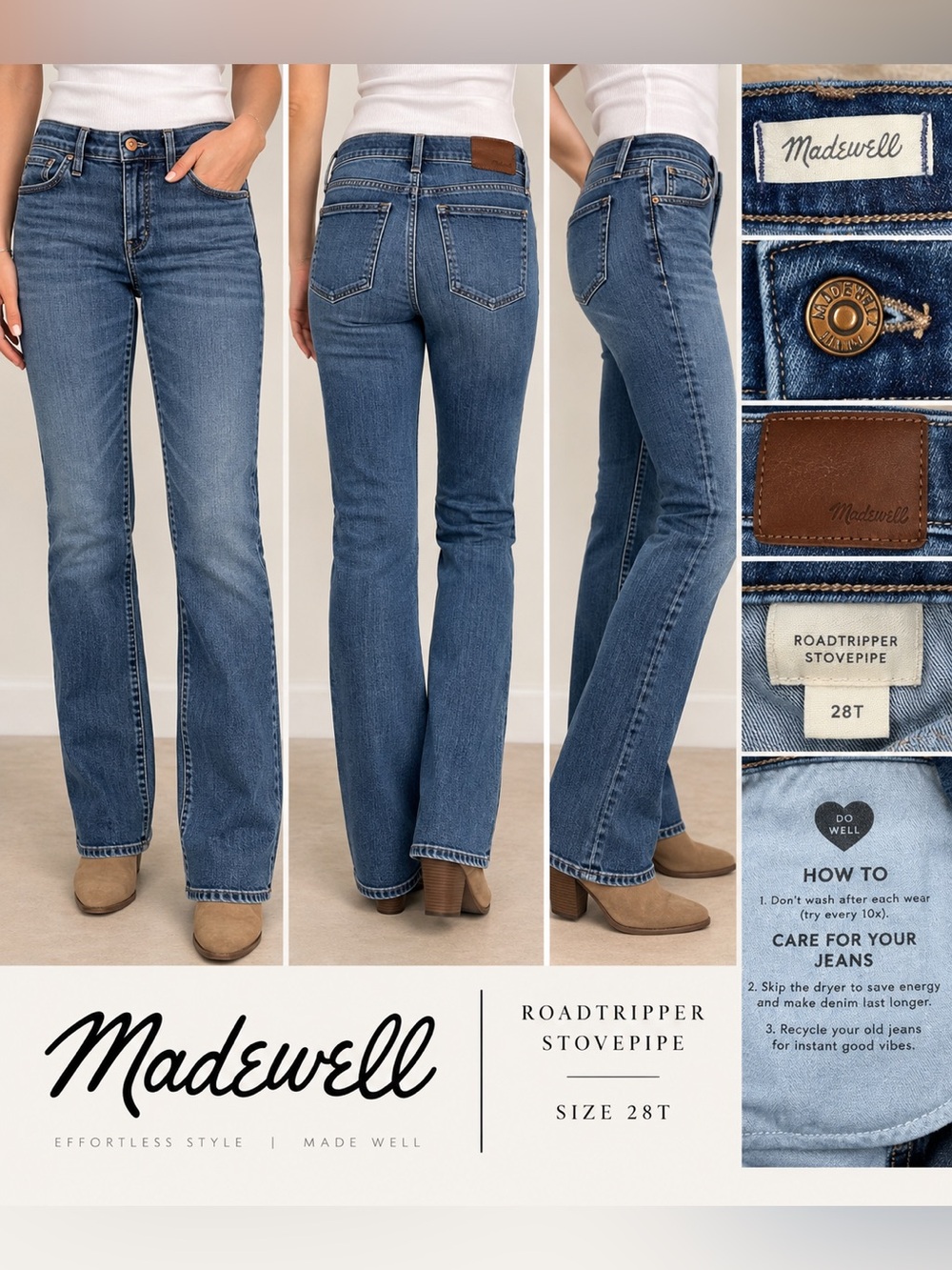 Madewell Roadtripper Stovepipe Jeans - Blue— 28 Tall